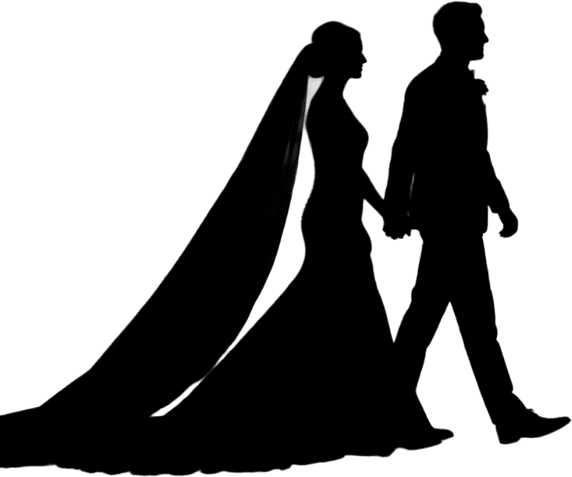 Fertige 3D-Silhouette Brautpaar
