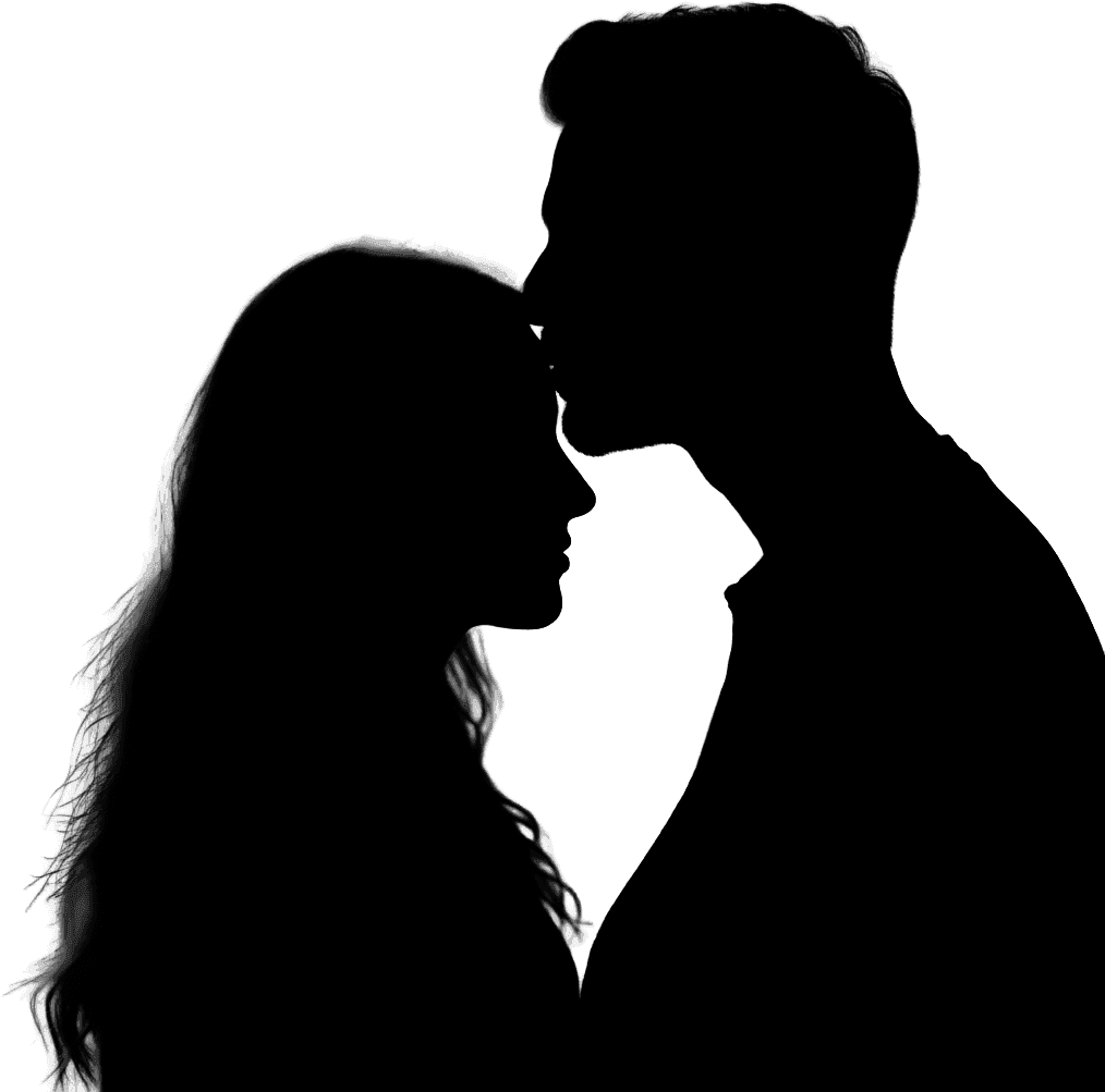 Fertige 3D-Silhouette Liebespaar